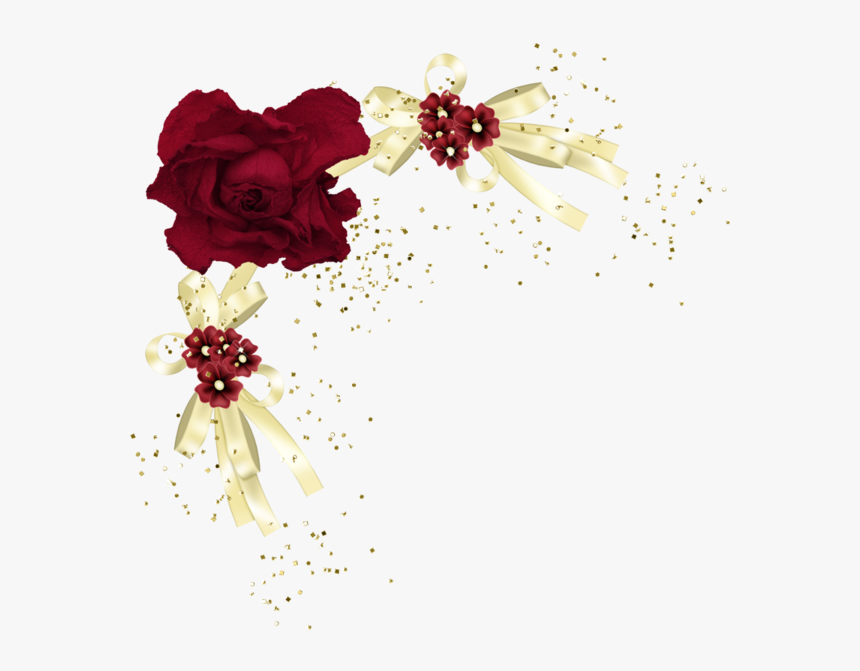 Flower Border Design Red Color Png, Transparent Png