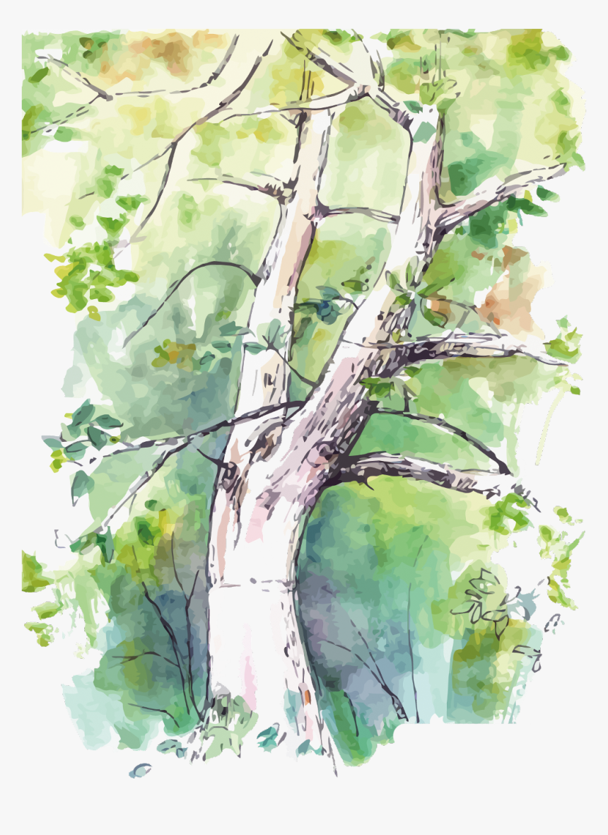 #ftestickers #watercolor #tree - Watercolor Trees In Background, HD Png Download