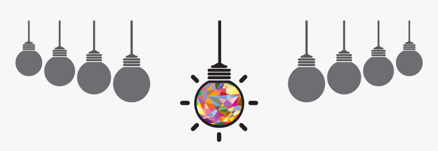 A String Of Greyed-out Light Bulbs With A Brightly - Graphic Design, HD Png Download