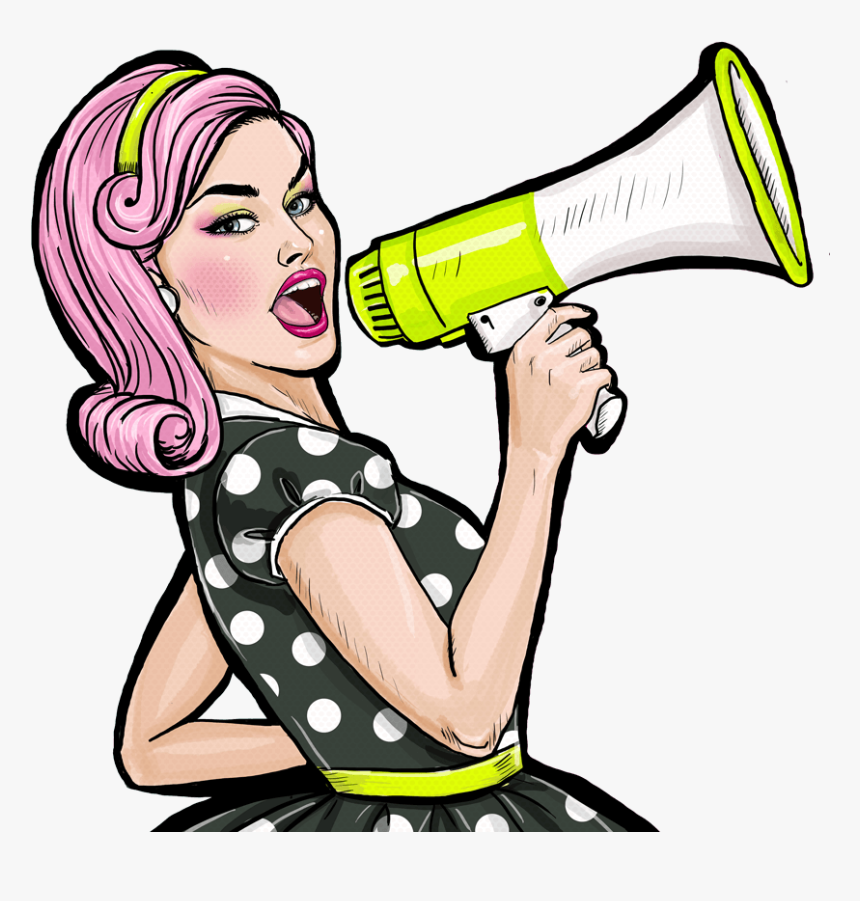 Pop Art Woman With Mega Phone - Mulher Com Megafone Png, Transparent Png