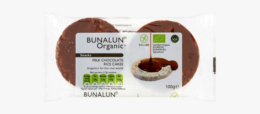 Bunalun Organic Milk Chocolate Rice Cakes 4×25g, HD Png Download