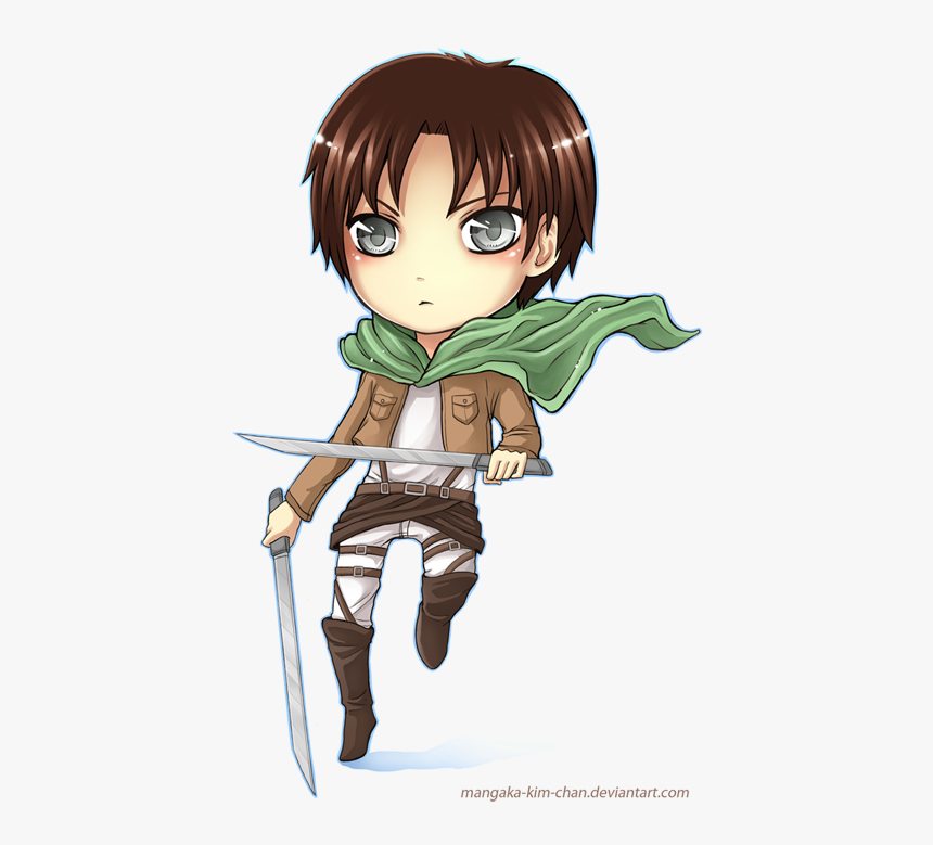Chibi Attack On Titan Eren By Mangaka Kim Chan - Attack On Titan Eren Cartoon, HD Png Download