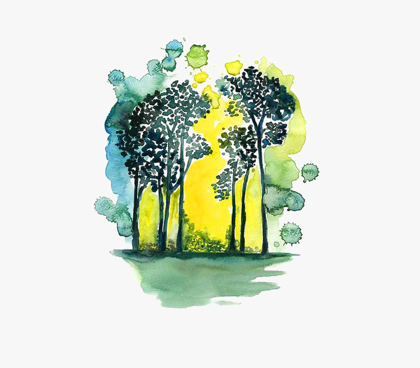 #watercolor #trees - Watercolor Painting, HD Png Download