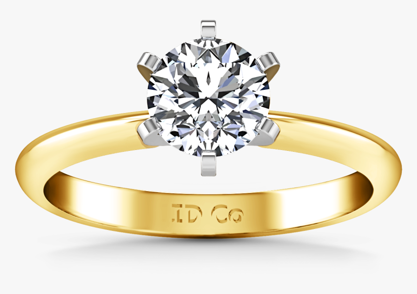 Rose Gold 6 Prong Solitaire Engagement Ring, HD Png Download