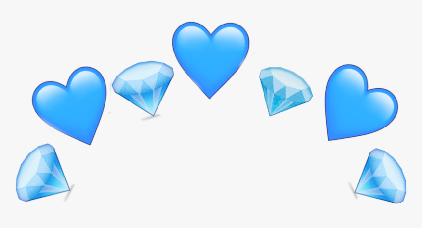 #freetoedit #crown #blue #dimond #heart #emoji #cute - Heart, HD Png Download