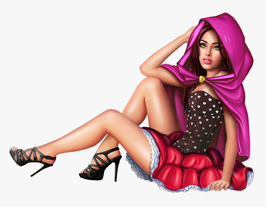 6femmecapuche - Pin Girl Drawing Sitting, HD Png Download