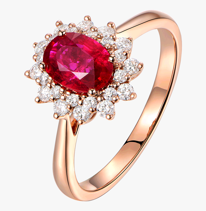 米莱珠宝 1 - 01克拉莫桑比克红宝石戒指 18k金（玫瑰）钻彩宝戒指 - Pre-engagement Ring, HD Png Download