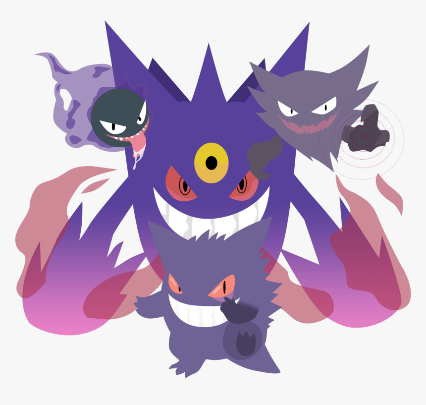 Mega Gengar Family Pokemon Vector By Firedragonmatty - Gengar, HD Png Download