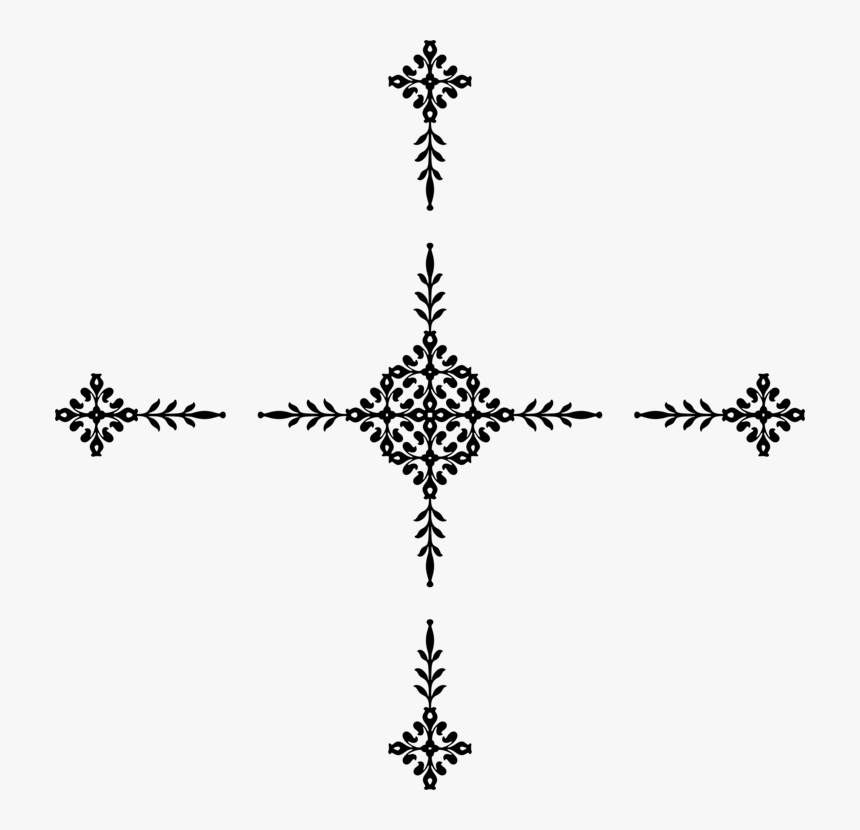 Line,ornament,plant - Cross, HD Png Download