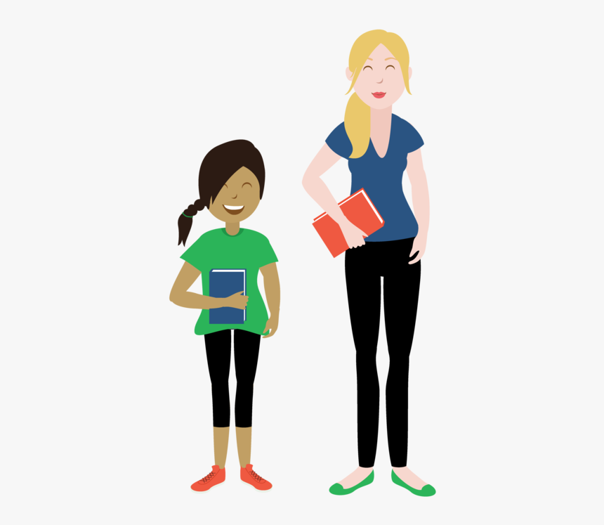 Girl Reading A Book With Mom Standing Behind Her Clipart - Cartoon, HD Png Download