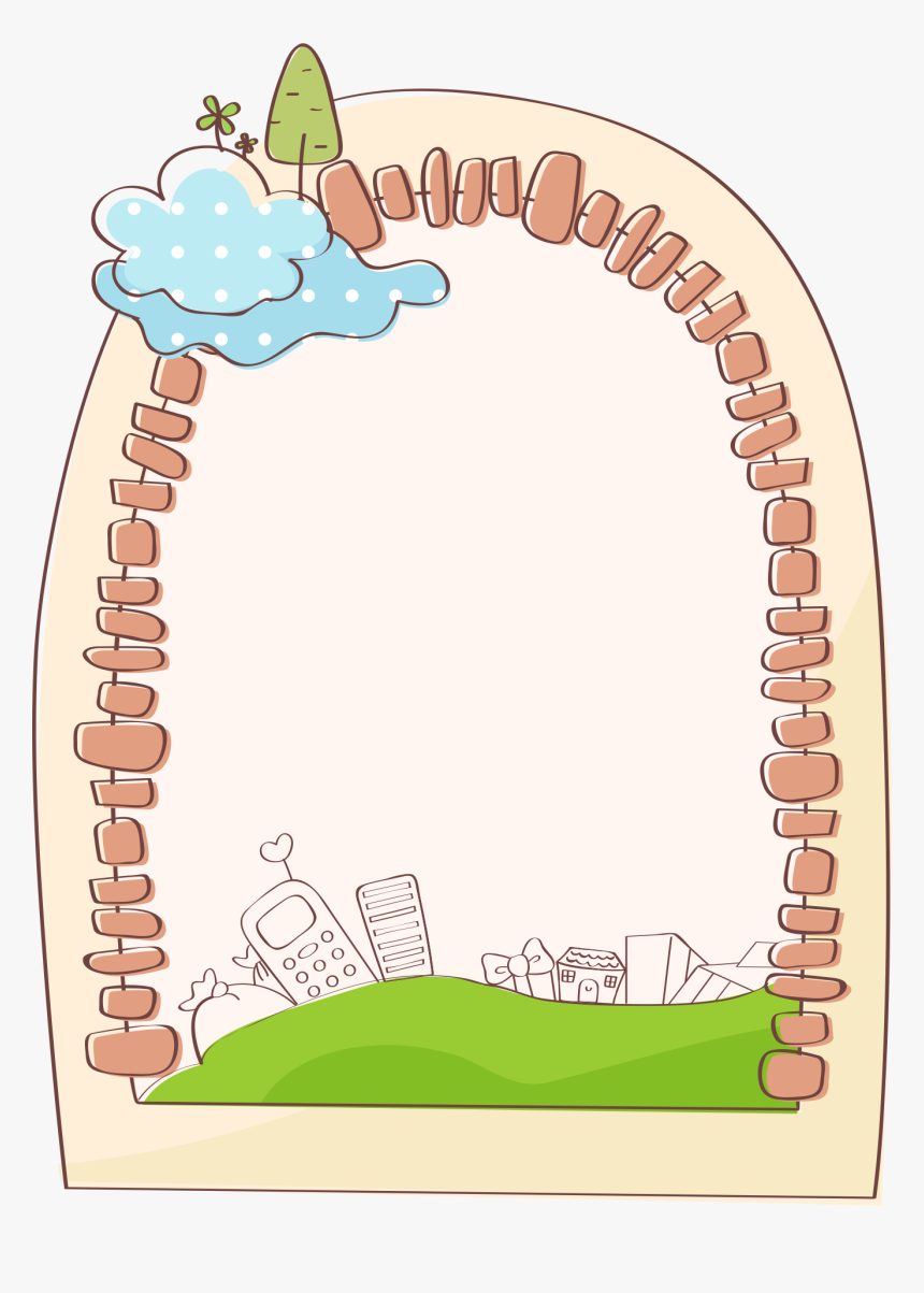 Art Oval Brick Border - Cartoon, HD Png Download