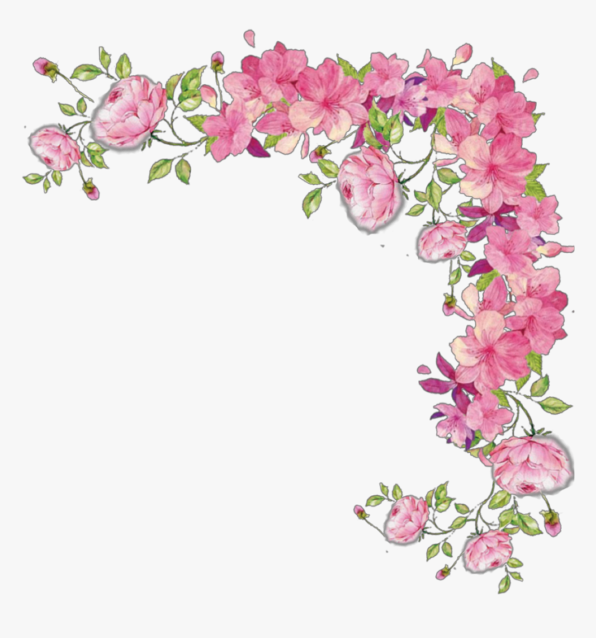 #ftestickers #border #corner #vine #roses #pink - Transparent Pink Flower Border, HD Png Download
