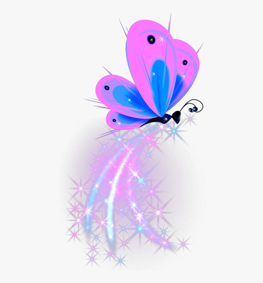 #ftestickers #fantasyart #butterfly #sparkles #luminous - Sparkle Pink And Purple Butterfly, HD Png Download