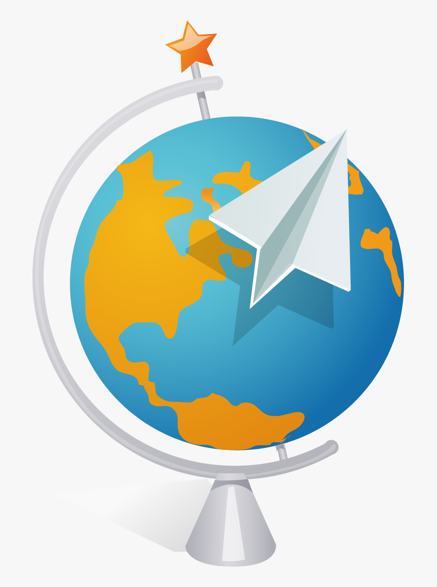 Globe Computer File Cartoon - Paper Plane Around The World, HD Png Download