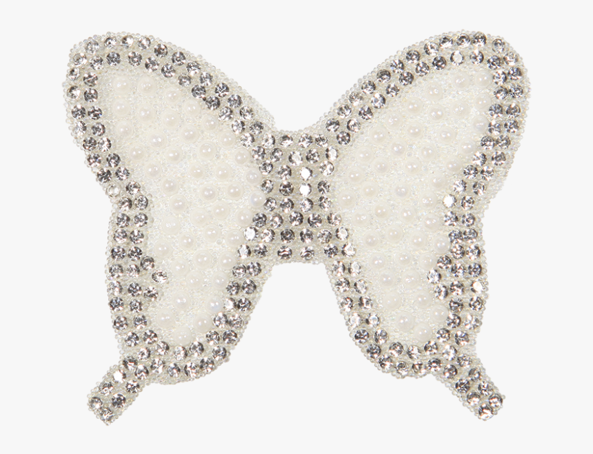 Bling Rhinestone And Pearl White Butterfly Applique - Butterfly, HD Png Download