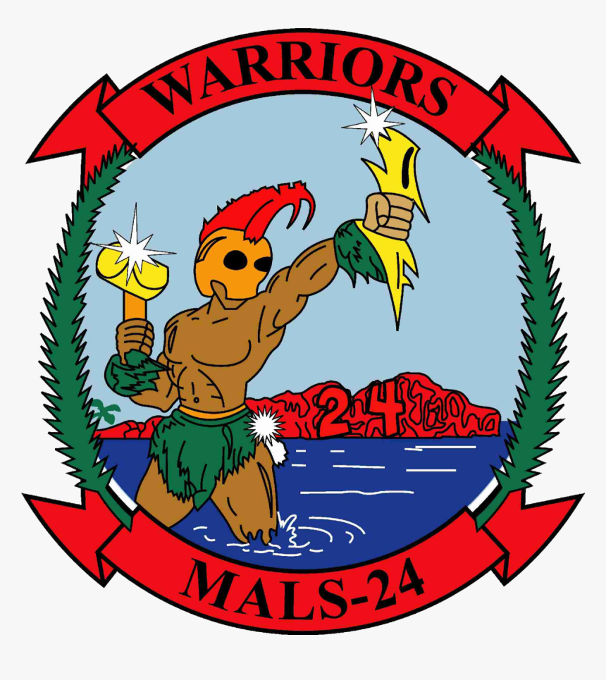 Clipart Black And White Hawaiian Warrior Clipart - Marine Aviation Logistics Squadron 24, HD Png Download