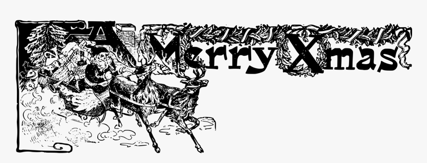 Art,monochrome Photography,text - Free Black And White Merry Christmas Clipart, HD Png Download