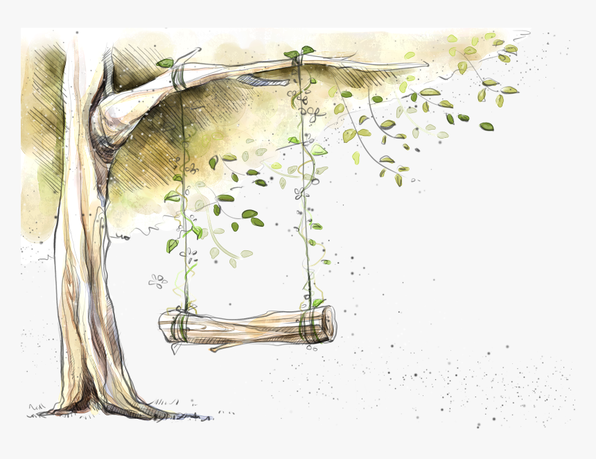 Swing Designer Tree - Watercolor Tree Branch Png, Transparent Png