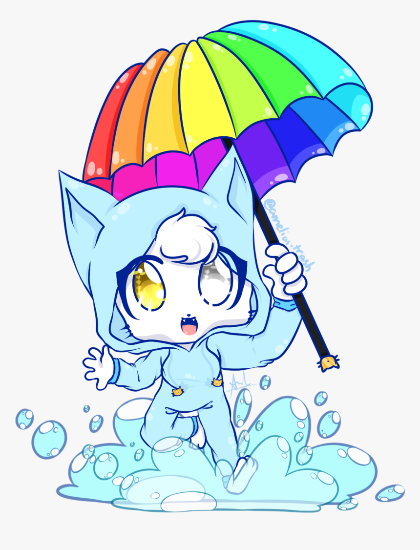 Neko Jumping Into A Puddle Of Water Stick-cat By @nekophy - Portable Network Graphics, HD Png Download