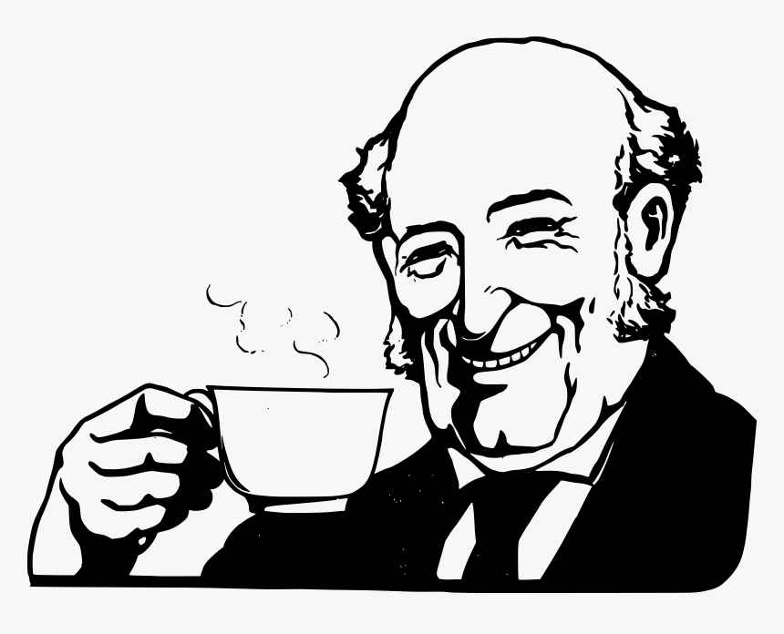 Men Clipart Coffee - Drawing Man Drinking Coffee, HD Png Download