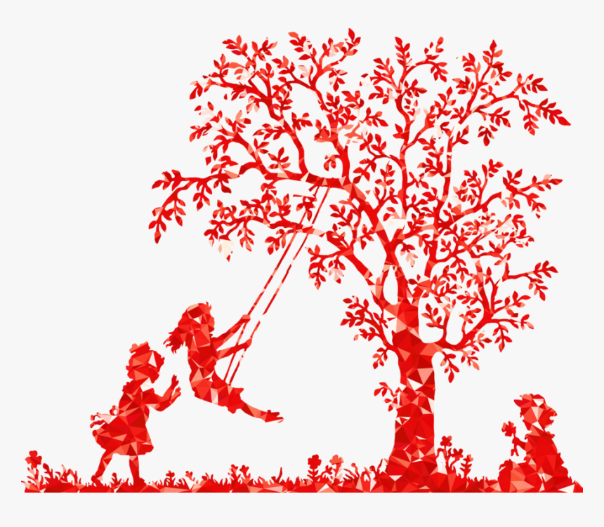 Art,petal,twig - Tree Silhouette With Swing, HD Png Download