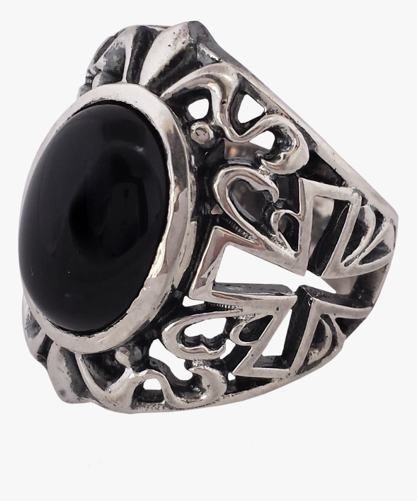 Onyx And Silver Gothic Style Sterling Silver Cross - Pre-engagement Ring, HD Png Download