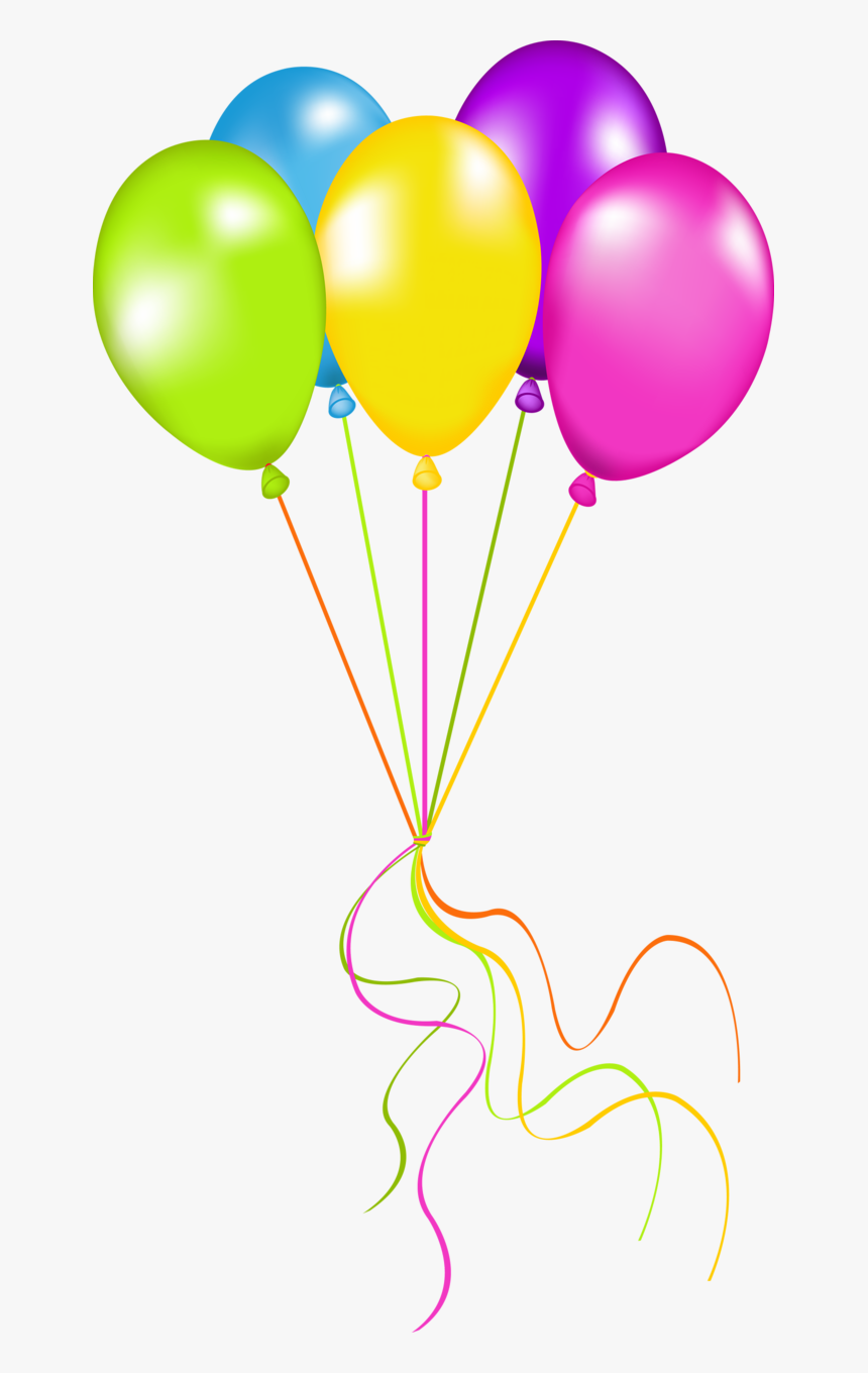 Neon Birthday Clipart - Balloons With Ribbon Png, Transparent Png