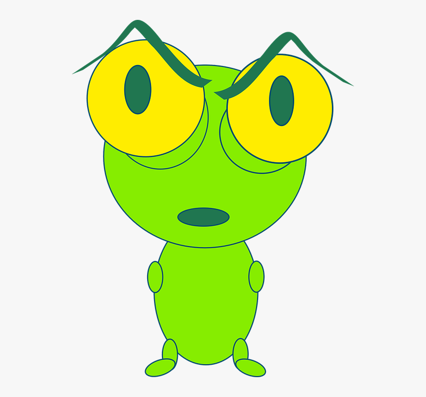 Bug, Angry, Cartoon, Insect, Cute, Big, Eyes, Green Upset Clipart, HD