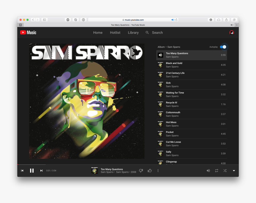 Player On Youtube Music - Sam Sparro Sam Sparro Album, HD Png Download