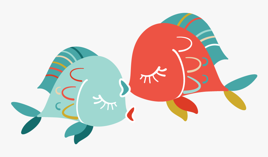 Fish - Red And Blue Fish Kissing, HD Png Download