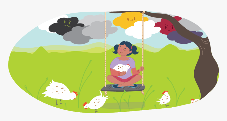 Girl Sitting On Swings Alone With Chickens - Alone Girl Clipart, HD Png Download