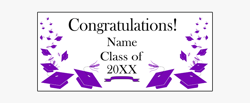 Personalized Purple Mortarboard Banner Party Supplies - Personalized Graduation Banner, HD Png Download