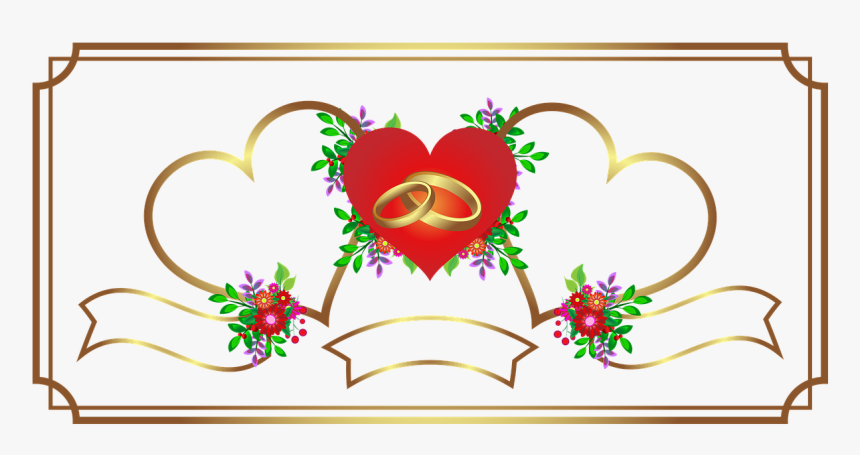 Invitation Wedding Heart Free Picture - Simple Frame Design Png, Transparent Png