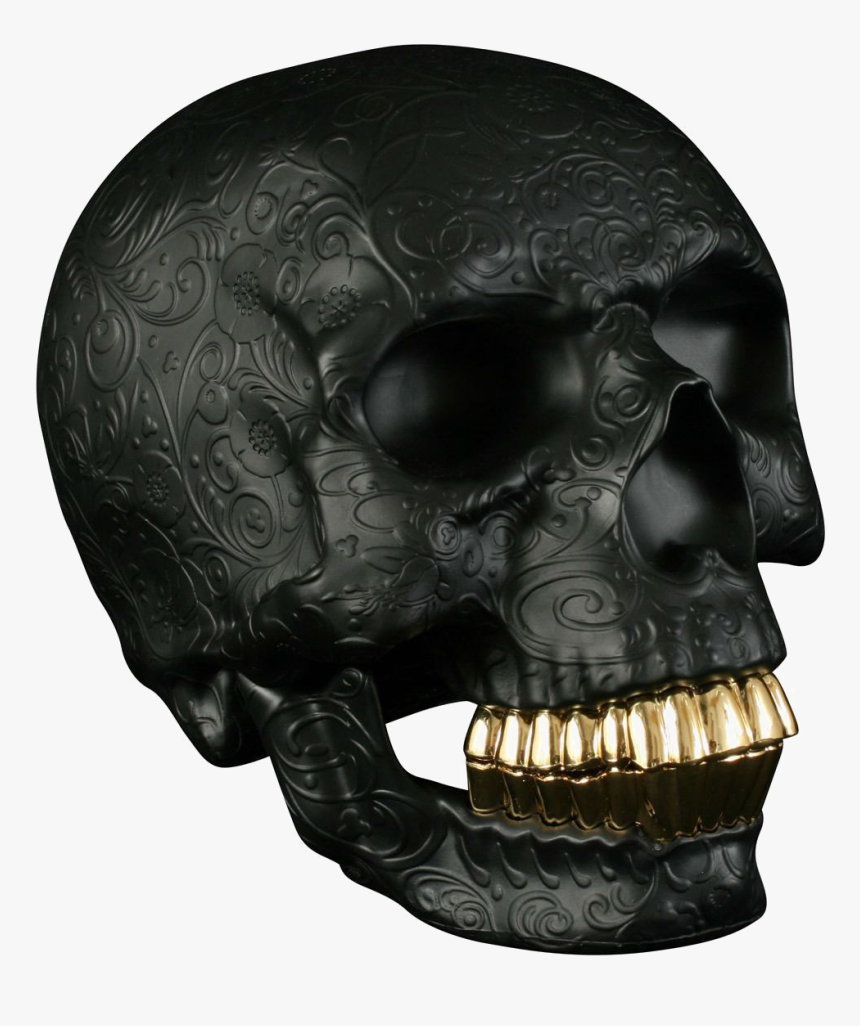 Black Skull Png Photo - Black Skull With Gold Teeth, Transparent Png