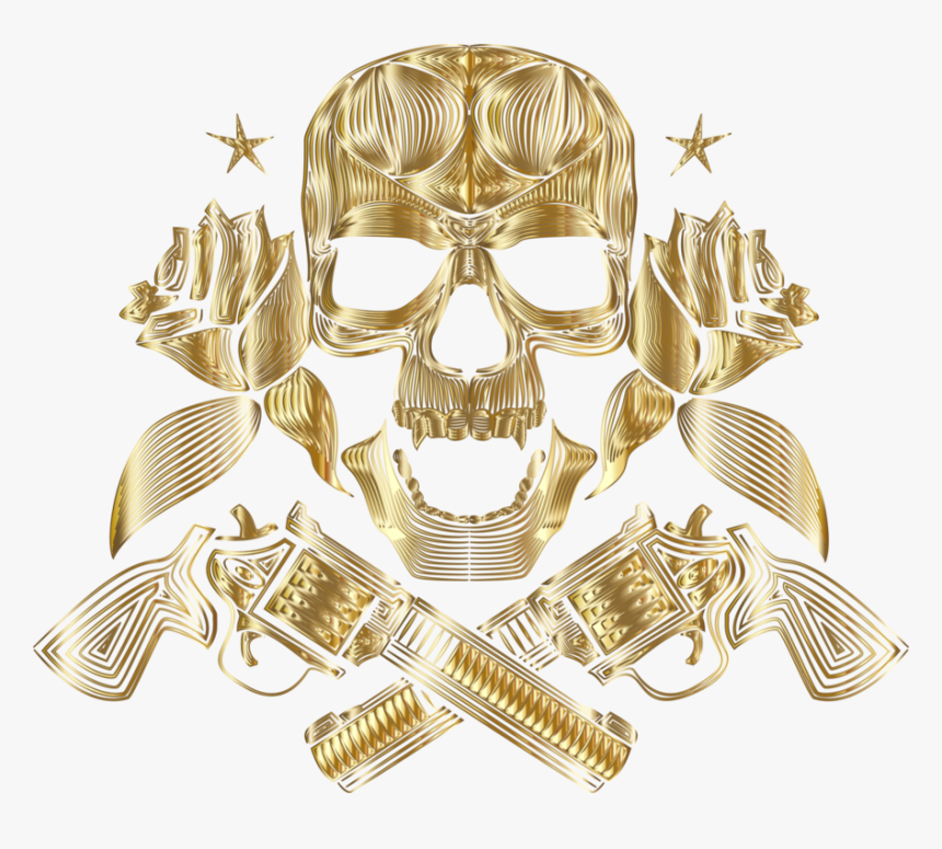 Skull,gold,metal - Skull, HD Png Download