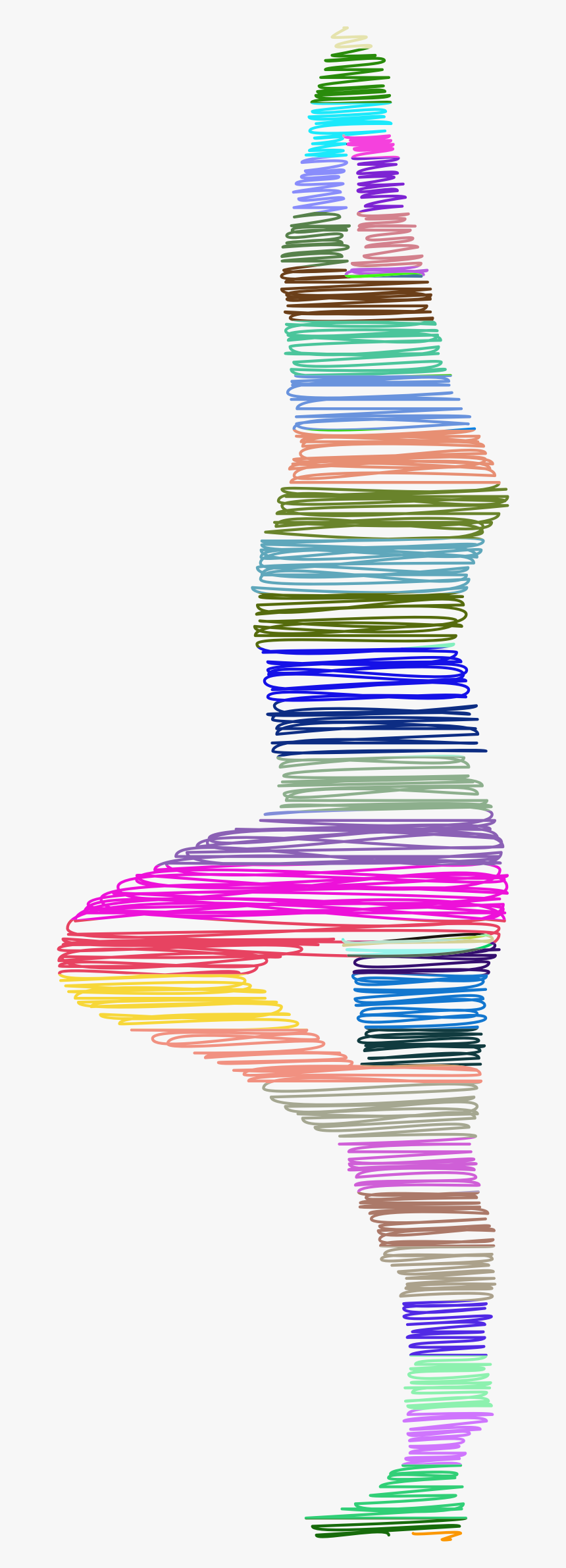 Colorful Scribbled Female Yoga Pose Minus Ground Silhouette - Yoga Poses Colored Png, Transparent Png