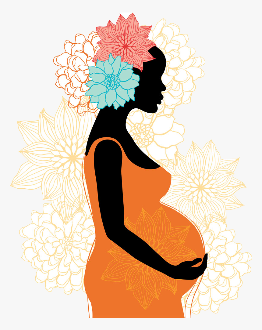 Pregnancy Silhouette Woman Clip Art - Pregnant Black Woman Silhouette, HD Png Download