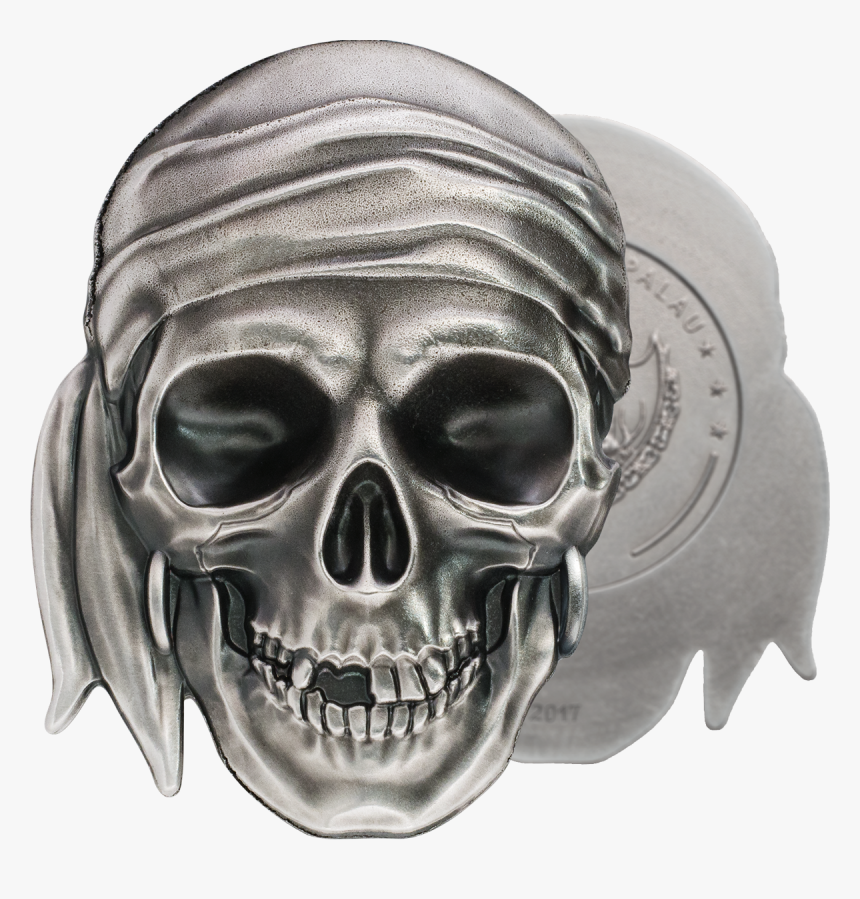 Palau 2017 Pirate Skull Antique Finish Silver Coin, HD Png Download