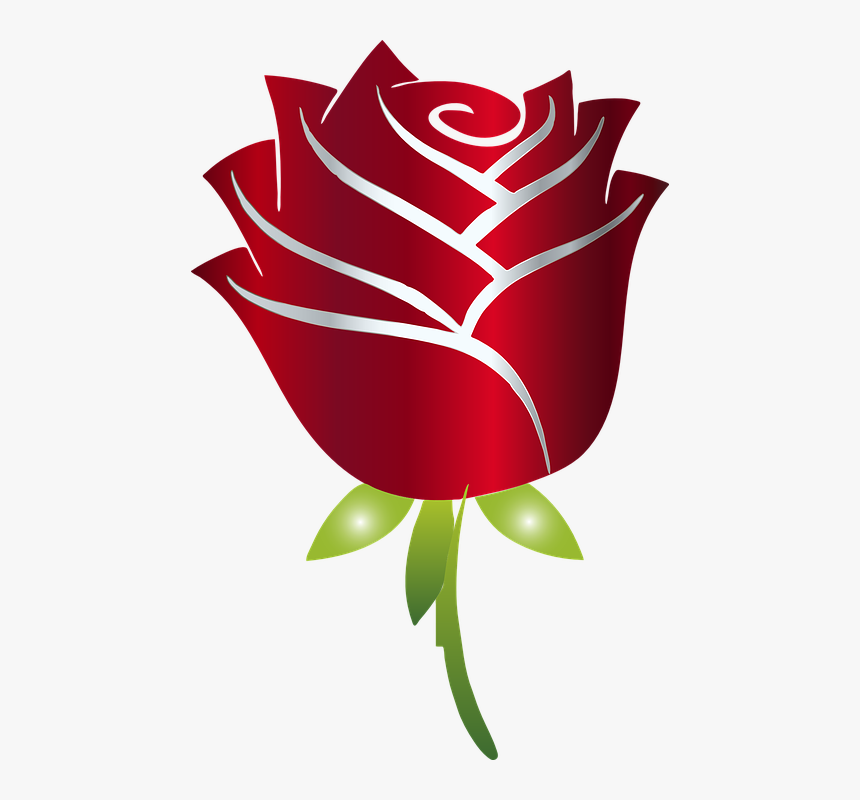 Stylized, Rose, Flower, Floral, Red, Plant, Art, Leaf - Beauty And The Beast Rose Png, Transparent Png