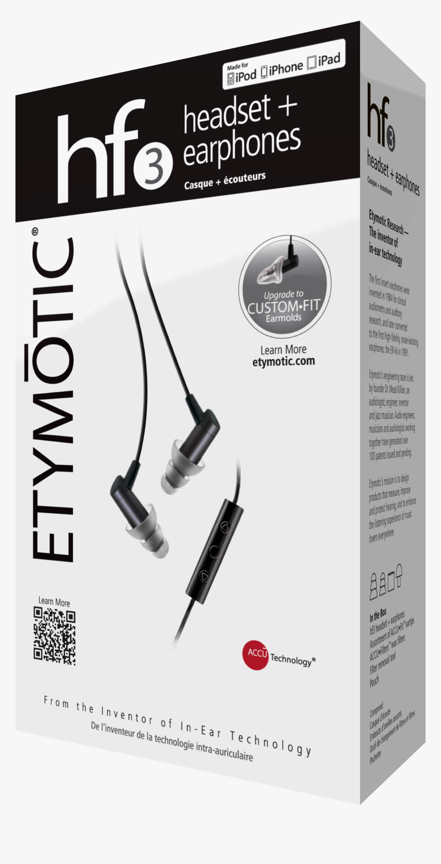 Hf3 Black 3d Box , Png Download - Etymotic Hf5 Black, Transparent Png