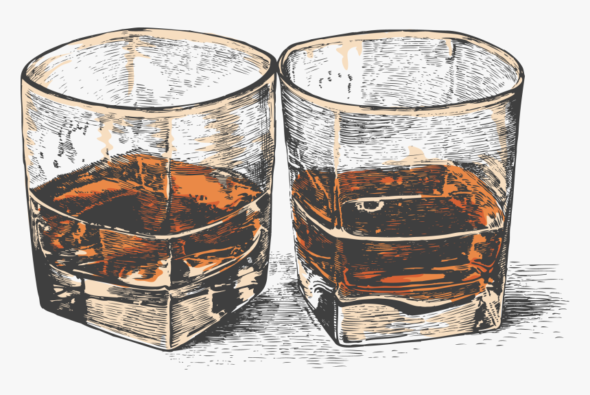 Vector Old Moonshine Whiskey Beverage Fashioned Distilled - Whiskey Glass Drawing, HD Png Download