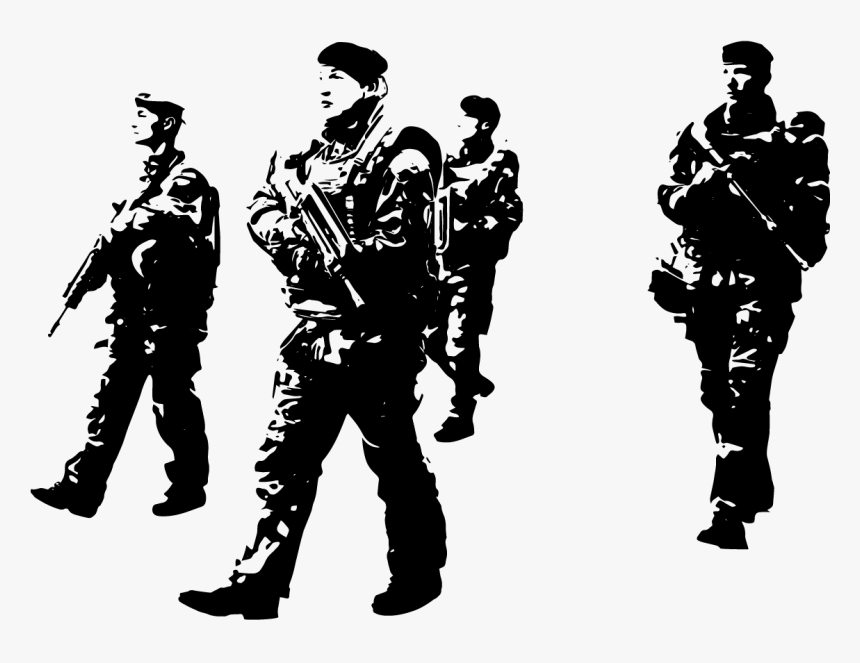 Soldiers On Patrol Eu Army Anti Terrorism Silhouette - French Soldiers In Paris, HD Png Download