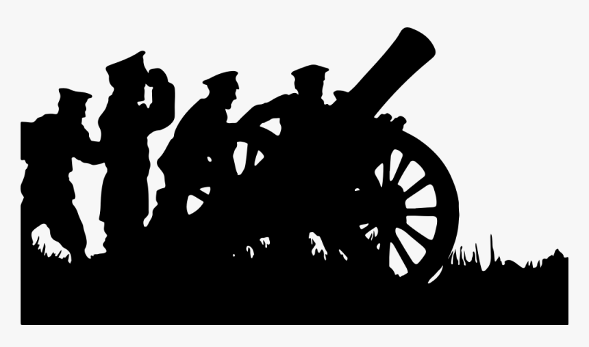 Soldiers With Canon Silhouette - Soldiers And Cannon Silhouette, HD Png Download