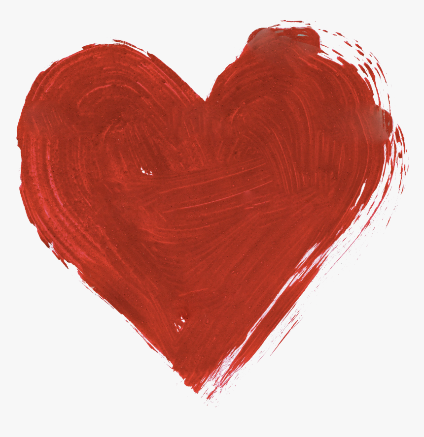 Red Watercolor Heart Png Image - Transparent Background Paint Heart Png, Png Download