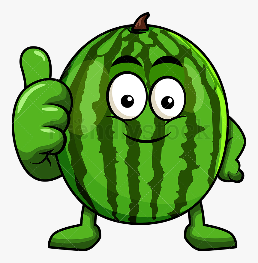 Thumbs Up Watermelon Mascot Making Gesture Vector Cartoon - Cartoon Thumbs Up Clip Art, HD Png Download