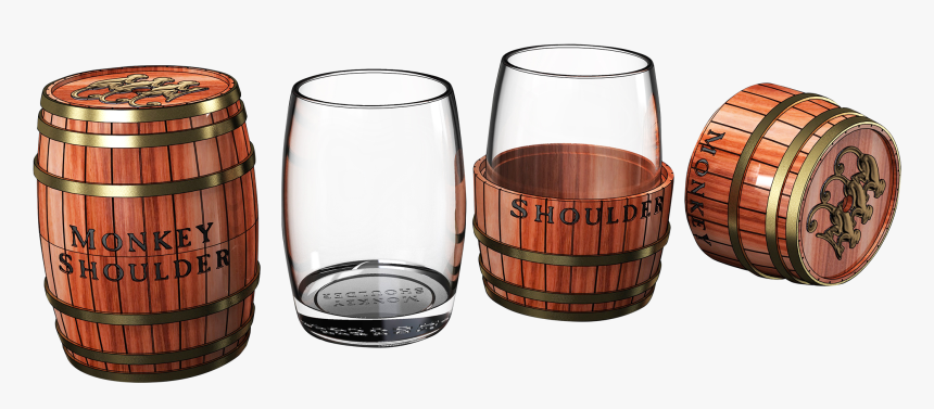 Monkey Shoulder Barrel Glass Concept Whiskey Glasses, - Monkey Shoulder Glas, HD Png Download