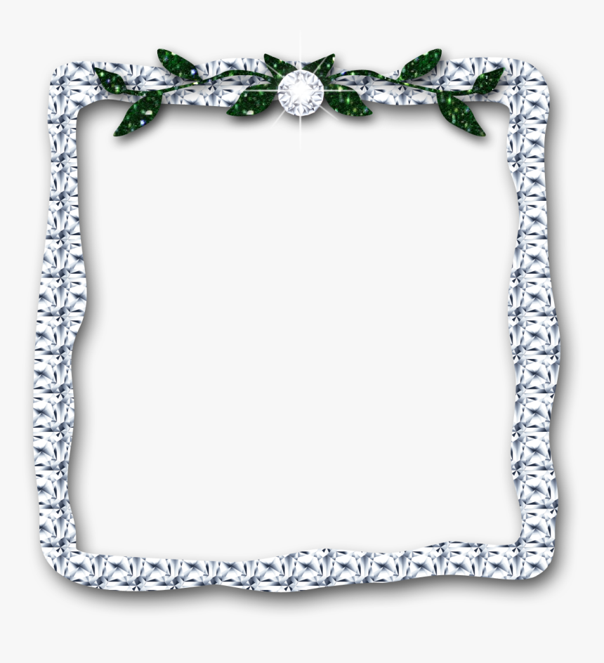 Frame Clipart Diamond Leaves Digital Download Silver - Blue And Silver Frame, HD Png Download