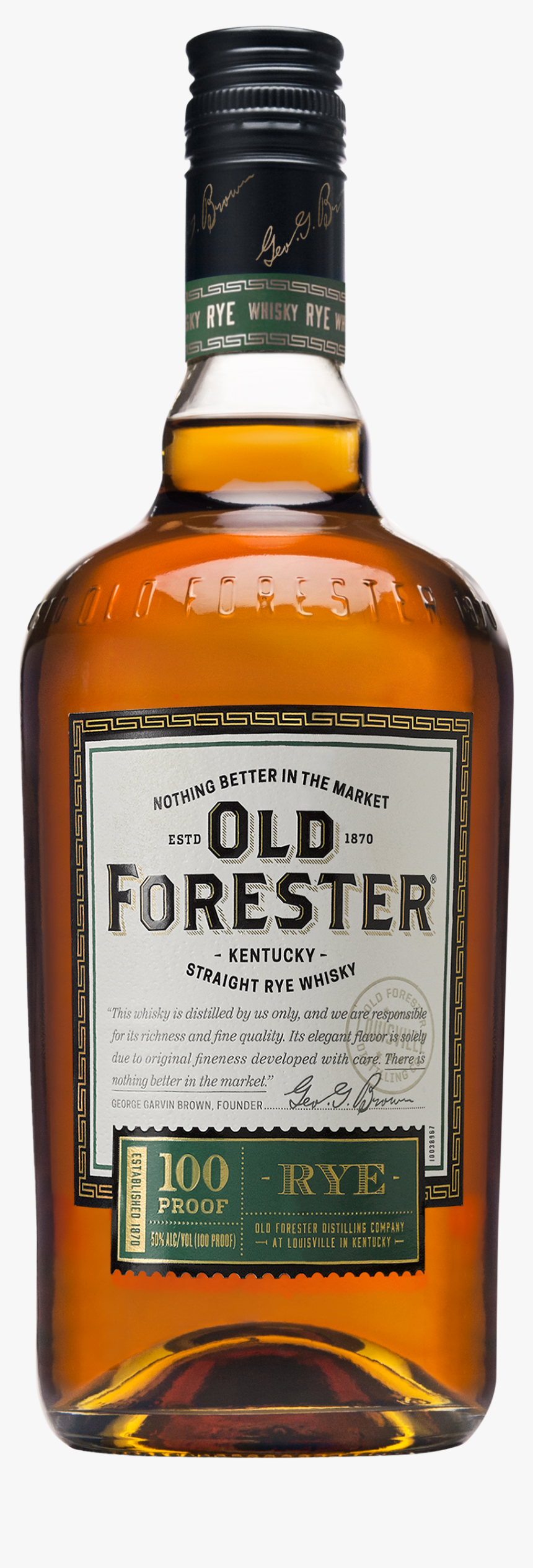 Transparent Bottle Png - Old Forester Rye Whiskey, Png Download