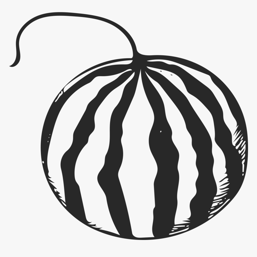 Handprint Drawing Watermelon - Watermelon Cartoon Black And White, HD Png Download