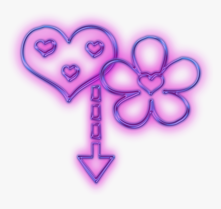 #mq #purple #flower #glow #heart #arrow - Heart, HD Png Download
